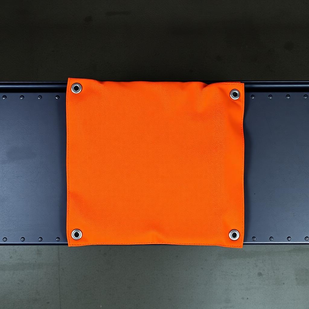Folded silicone-coated fiberglass welding blanket with stitched edges and eyelets